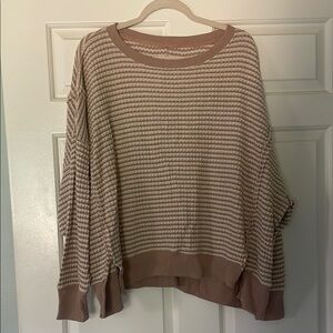 American Eagle Outfitters Tan and Cream Crew Neck Sweaters